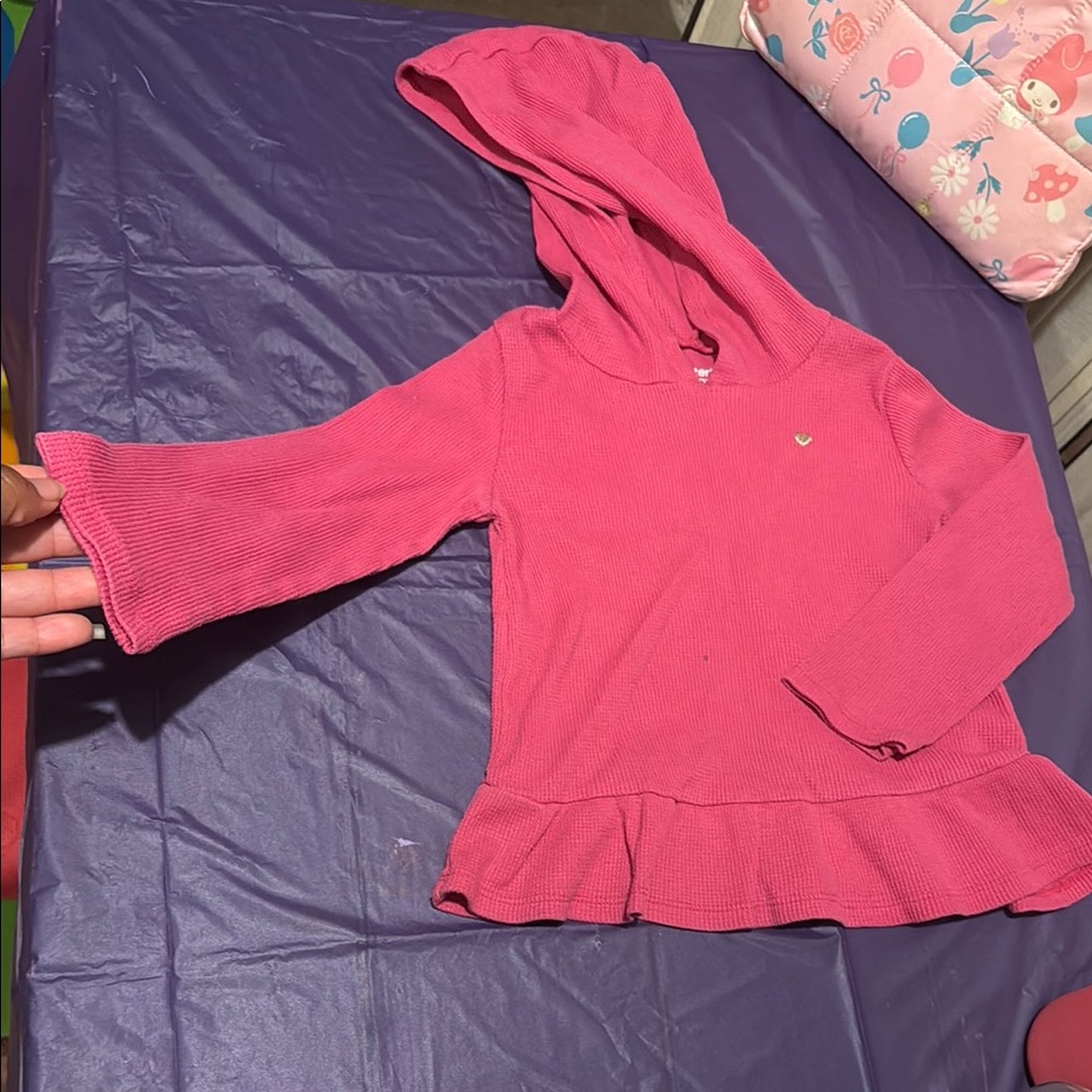 ✨Pink Hooded Kids Top with Silver embroidered heart 💓